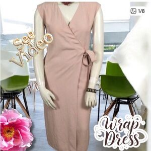 👛 (ANY 2/$40) EVERLANE Sleeveless Pink Wraparound Dress